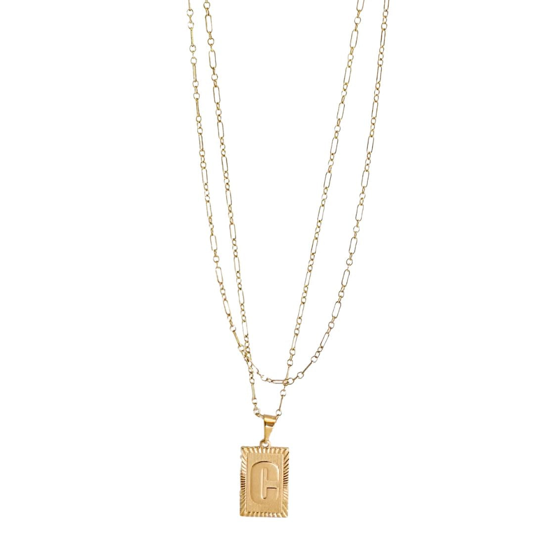 Block Initial Necklace