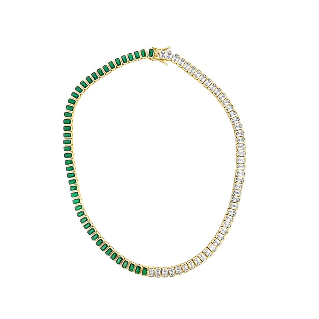 Emerald Split Tennis Necklace