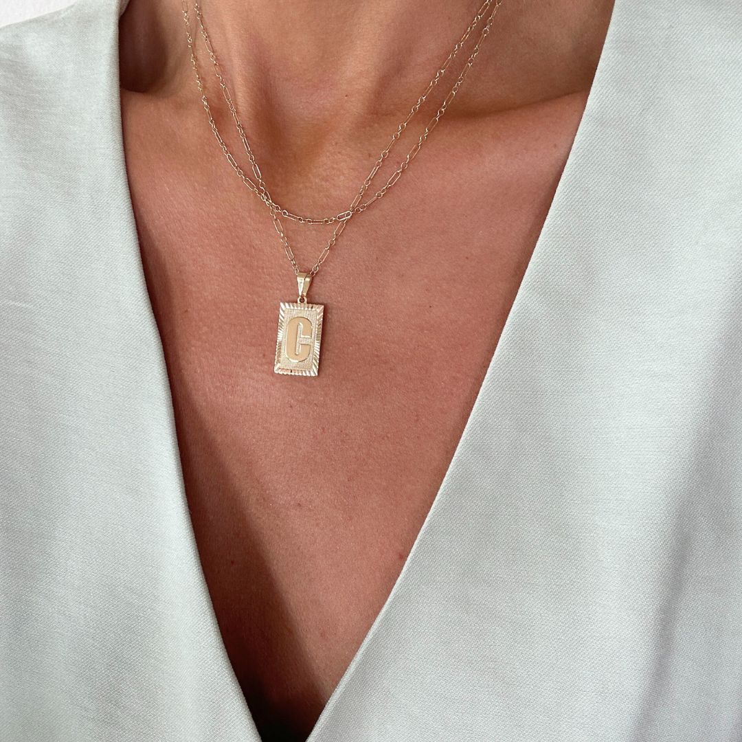 Block Initial Necklace