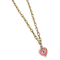 Pink Evil Eye Heart Necklace