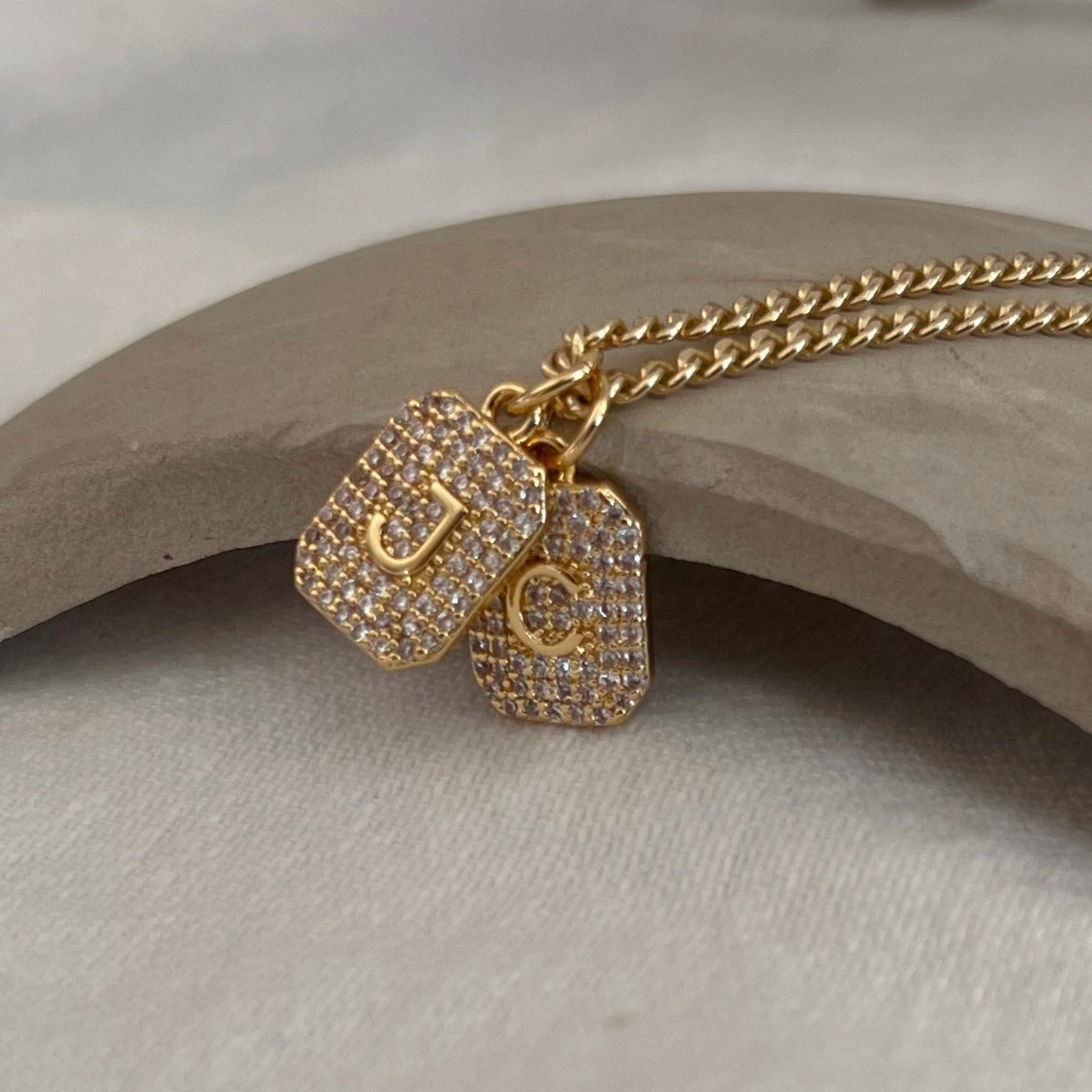 Gold Tag Curb Necklace